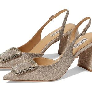 NWT NIB Adaline Slingback Block Heels - Champagne